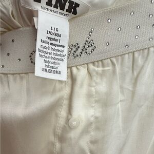Victoria's Secret /PINK Cream sleep pants with Rhinestone Details